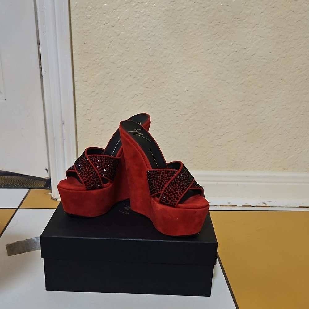 Giuseppe Zanotti Red Wedge Sandals